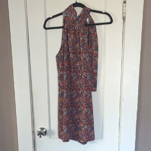 Zara Floral Tie-Neck Dress - Rust Blue